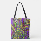 Tote Bag Masques de plumes de mardi gras psychédélique (Dos)