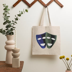 Tote Bag Masques De Théâtre Bleu Et Vert