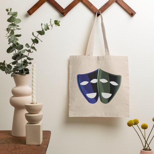Tote Bag Masques De Théâtre Bleu Et Vert