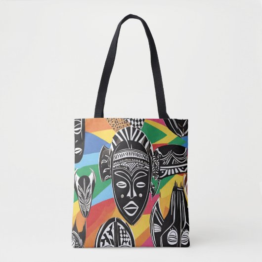 Tote Bag Masques tribaux africains colorés Fourre-tout (Devant)