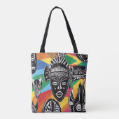 Tote Bag Masques tribaux africains colorés Fourre-tout (Dos)