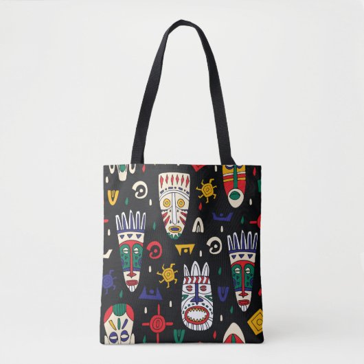 Tote Bag Masques tribaux africains motifs sans couture (Devant)