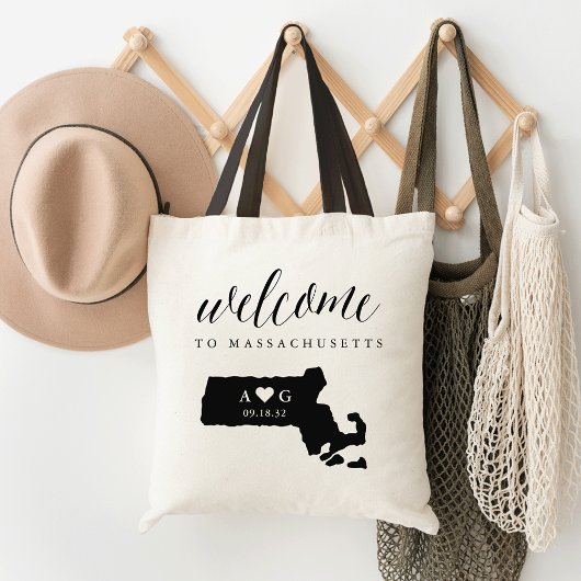 Tote Bag Massachusetts Etat Silhouette Mariage Bienvenue