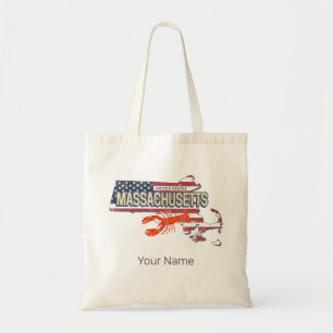 Tote Bag Massachusetts États-Unis Carte Retro Vintage USA