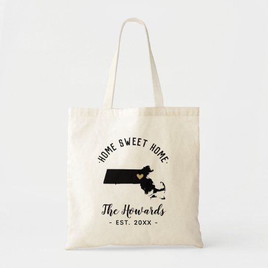 Tote Bag Massachusetts Home Sweet Home Famille Monogramme (Devant)