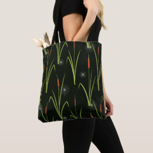 Tote Bag Massettes le long de la rivière Canal Bateau Natur