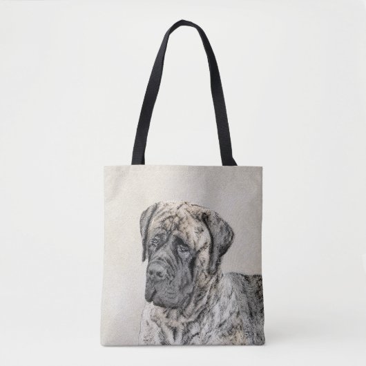 Tote Bag Mastiff anglais (Brindle) Peinture - Chien Art (Devant)