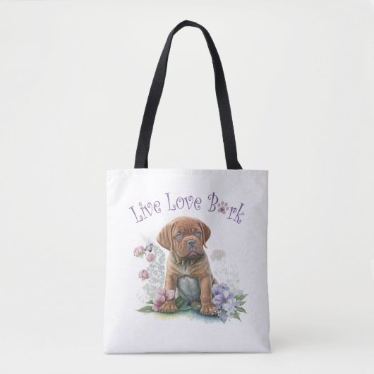 Tote Bag Mastiff Chien Maman Florale (Devant)