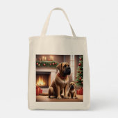 Tote Bag Mastiff Dogue de Noël Cheminée (Dos)