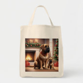 Tote Bag Mastiff Dogue de Noël Cheminée (Devant)