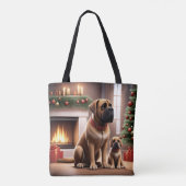Tote Bag Mastiff Dogue de Noël Cheminée (Dos)