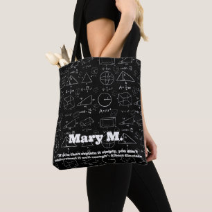 Tote Bag Math géométrie et texte personnalisé et nom