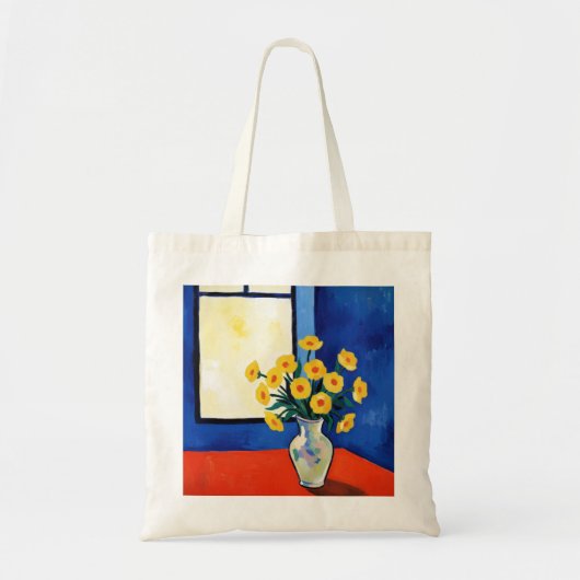 Tote Bag Matisse Style Yellow Flower Blue Orange Window ArT (Devant)