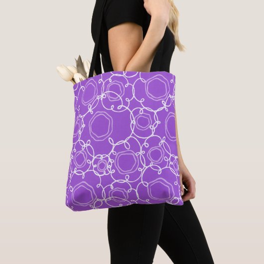 Tote Bag Matrice florale abstraite (violet) Beaux-arts (De près)