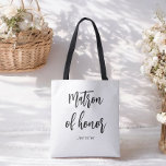 Tote Bag Matron of Honor Black White Wedding<br><div class="desc">Matron of Honor Tote Bag in Black White for Wedding,  Bridal Party,  Bridal Shower,  Bachelorette Party. Check out more products with this design in the collection below.</div>