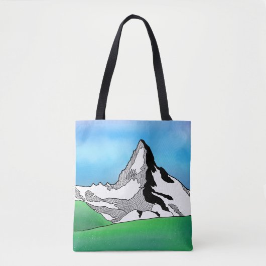 Tote Bag Matterhorn Suisse Ligne art aquarelle (Devant)
