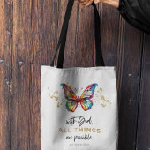 Tote Bag Matthieu 19:26 Tout est possible papillon
