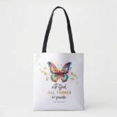 Tote Bag Matthieu 19:26 Tout est possible papillon (Devant)