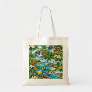 Tote Bag Maui Hawaii Cascade Tropicale Récif Poisson