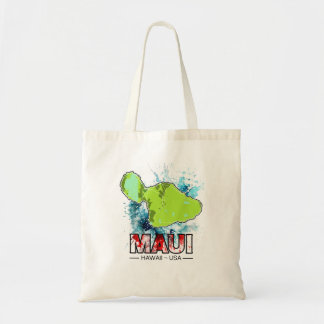 Tote Bag Maui Hawaii USA Carte Avec Ocean Water Splash