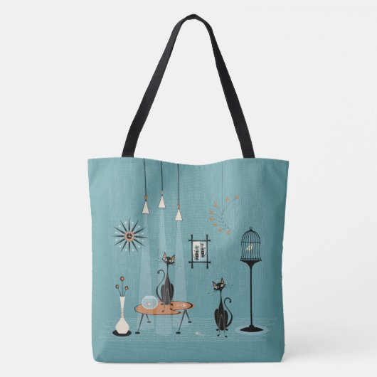 Tote Bag Mauvais Milieu Du Siècle / Mâle Rouge Chat (Dos)