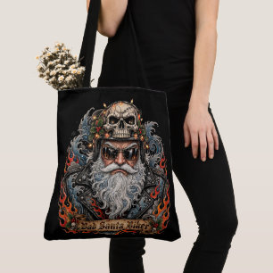 Tote Bag Mauvais Père Noël Motard, Crâne de Père Noël Motar