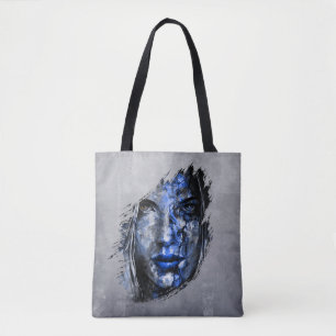 Tote Bag Mauvaise fille face bleu gris