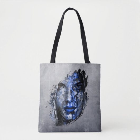 Tote Bag Mauvaise fille face bleu gris (Devant)
