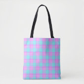 Tote Bag Mauve and Coastal Mist Plaid (Devant)