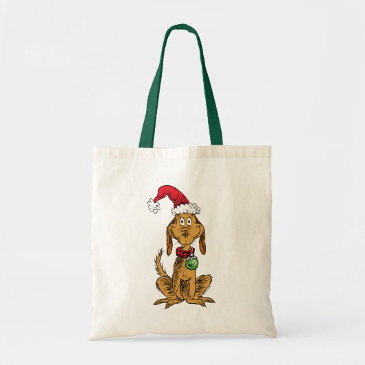 Tote Bag Max le chien avec un chapeau de Père Noël (Devant)