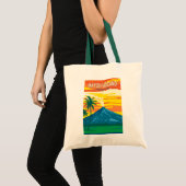 Tote Bag Mayon Volcano Philippines Travel Art Vintage (Devant (produit))