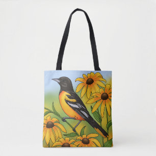 Tote Bag MD State Bird Oriole & Black eyed Susan Flower
