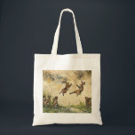 Tote Bag Meadow Matchup Playful Hares in a Meadow<br><div class="desc">This tote bag features happy hares playing together in a sunny meadow. The cheerful and colorful animal scene is perfect for hare lovers, rabbit fans, and anyone who enjoys cute wildlife artwork. Great for everyday use, grocery shopping, school, or casual outings. A fun and charming tote bag for animal lovers,...</div>