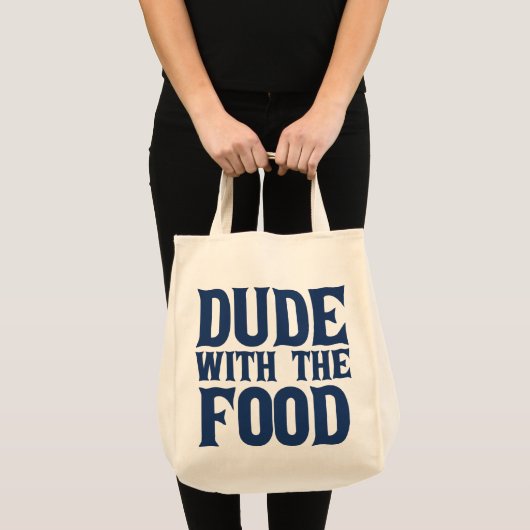 Tote Bag Mec Avec La Nourriture Bleu (Devant (produit))