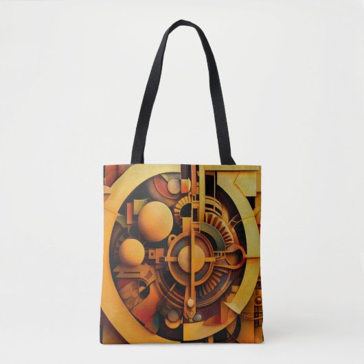 Tote Bag Mécanisme doré abstrait Steampunk (Devant)