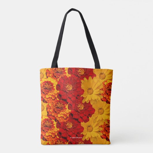 Tote Bag Médaille des Marigolds rouge jaune et orange (Dos)