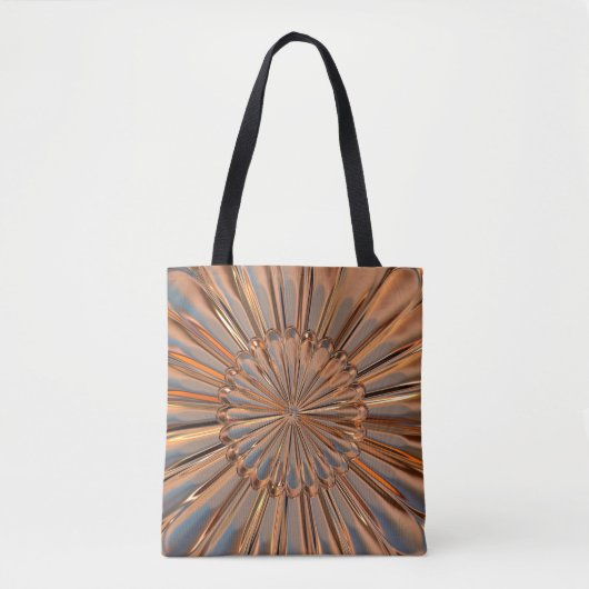 Tote Bag Médaillon de fleurs métalliques de cuivre Art déco (Devant)