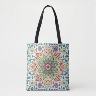Tote Bag Médaillon Vintage de motif multicolore en turc,