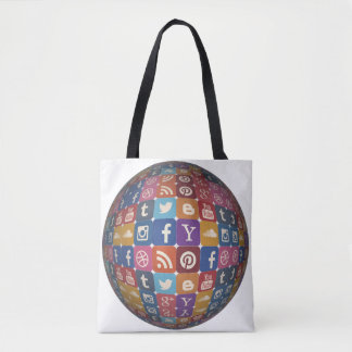 Tote Bag Médias sociaux Main Office Boutons de la peau Clé