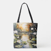 Tote Bag Méditation nénuphar Pond Peace Love (Dos)