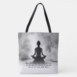 Tote Bag Méditation Yoga Instructeur Lotus Pose Peinture à