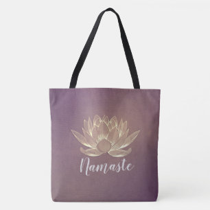 Tote Bag Méditation YOGA instructeur Reiki Purple Gold Lotu