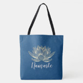 Tote Bag Méditation YOGA Reiki Instructeur Blue & Gold Lotu (Devant)