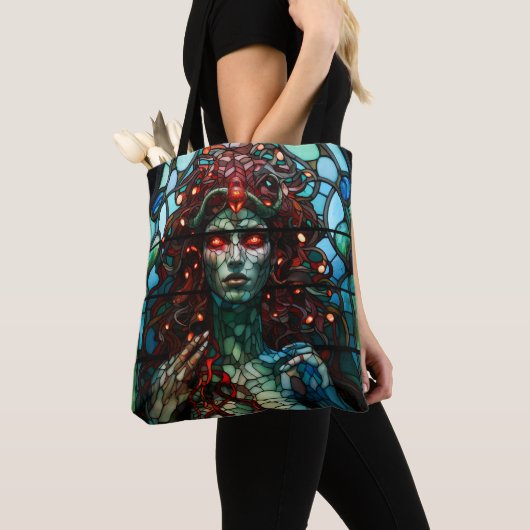 Tote Bag Medusa - Fenêtre en verre tendu Style Tiffany (De près)