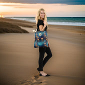 Tote Bag Méduse d'or dans l'océan Turquoise avec Monogramme