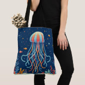 Tote Bag méduse marine/plage/côtière (De près)