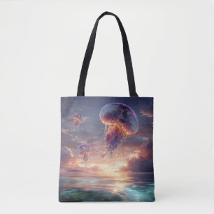 Tote Bag Méduses lumineuses dans les cieux du coucher de so