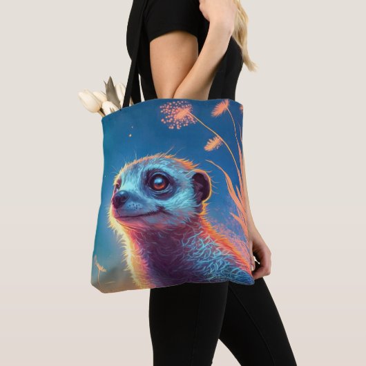 Tote Bag Meerkat Animal Portrait Peinture Faune En Plein Ai (De près)