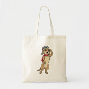 Tote Bag Meerkat comme pilote avec casquette pilote