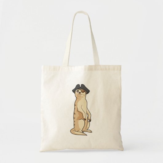 Tote Bag Meerkat comme Pirate avec casquette pirate (Devant)